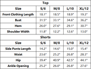 The Soleil Polo Short Set — vendor size chart