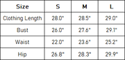 The Samara Jumpsuit — vendor size chart