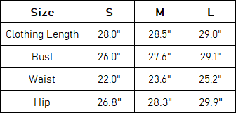 The Samara Jumpsuit — vendor size chart