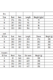 VÉLORE Matte-Finish Zip 3-Piece Flare Set - vendor size chart