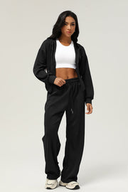 VÉLORE Hooded Zip Jacket & Wide-Leg Pants Set - product photo