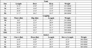 The Kendall Three-Piece Legging Set — vendor size chart