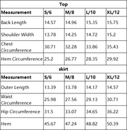 The Thea Skort Set — vendor size chart