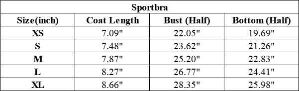 The Valencia Bra — vendor size chart