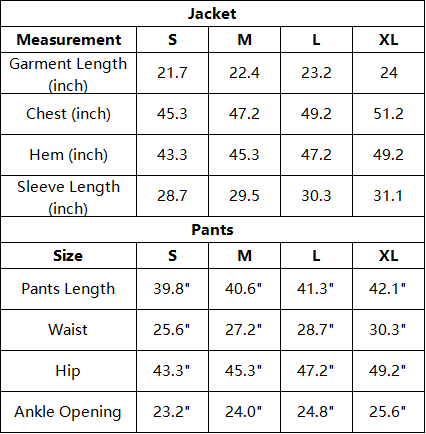 The Alessia Set — vendor size chart