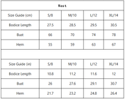 VÉLORE Coffee Cardigan, Bra & Shorts 3-Piece Set - vendor size chart