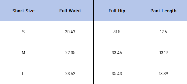 The Savelle Short — vendor size chart