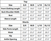 The Soleil Off-Shoulder Short Set — vendor size chart