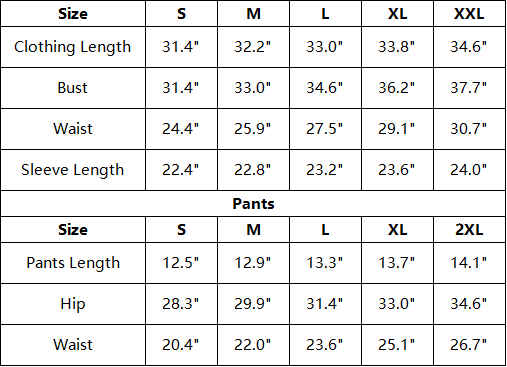 The Celine Set — vendor size chart