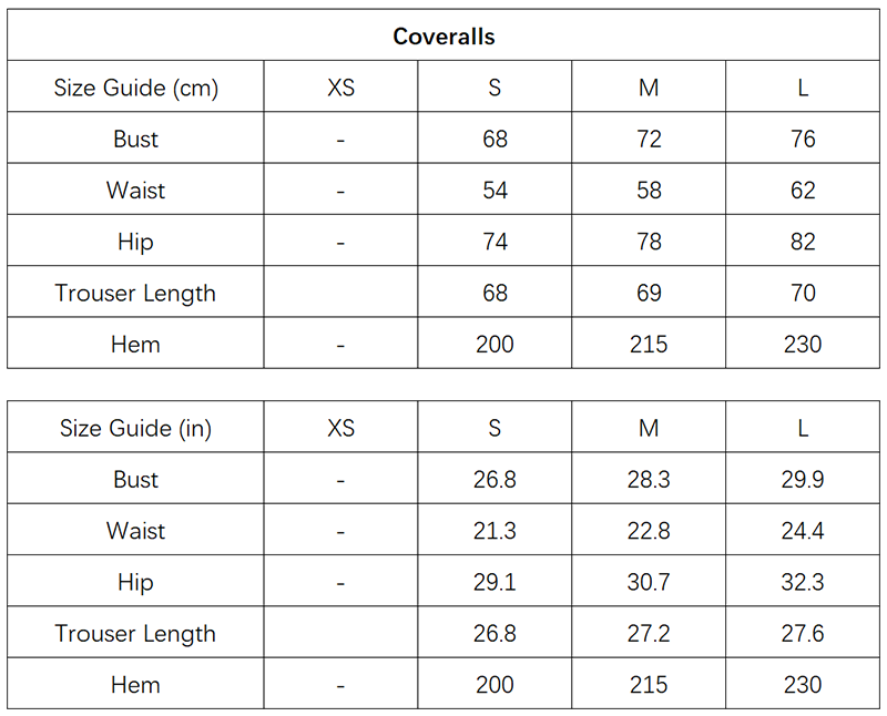 VÉLORE Half-Zip Sculpt Jumpsuit - vendor size chart
