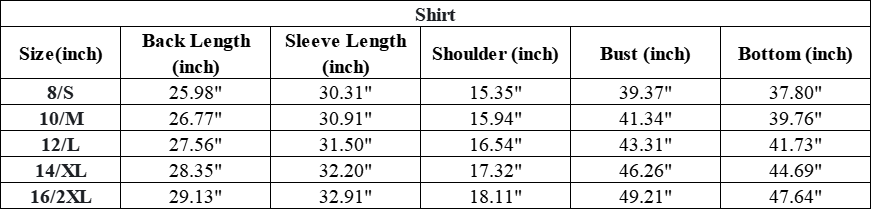 The Oriane Top — vendor size chart
