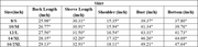 The Oriane Top — vendor size chart
